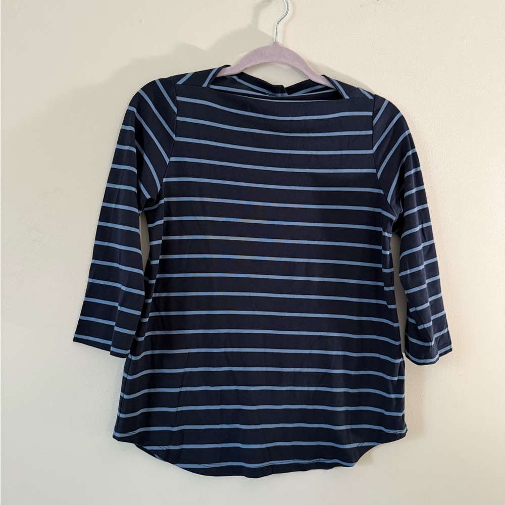 Pendleton Women's 3/4 Sleeve Boat Neck Navy Striped Tee